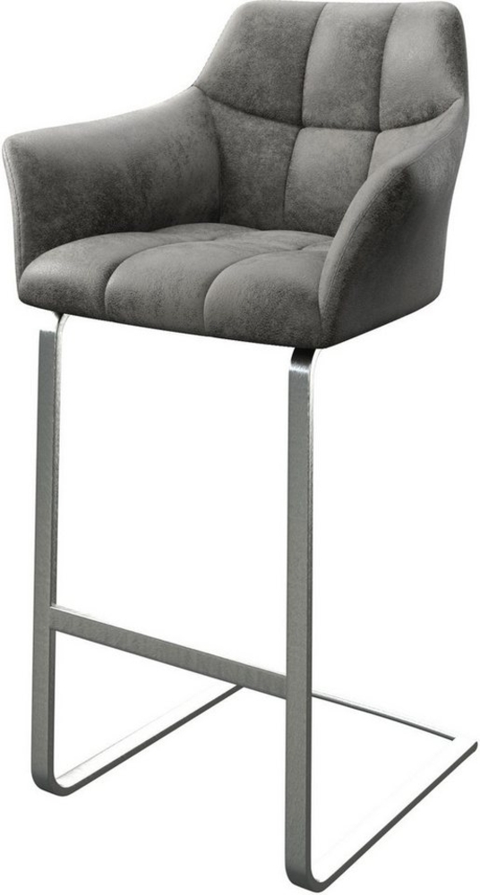 Barstuhl Yulo-Flex Vintage Grau Freischwinger flach Edelstahl Bild 1