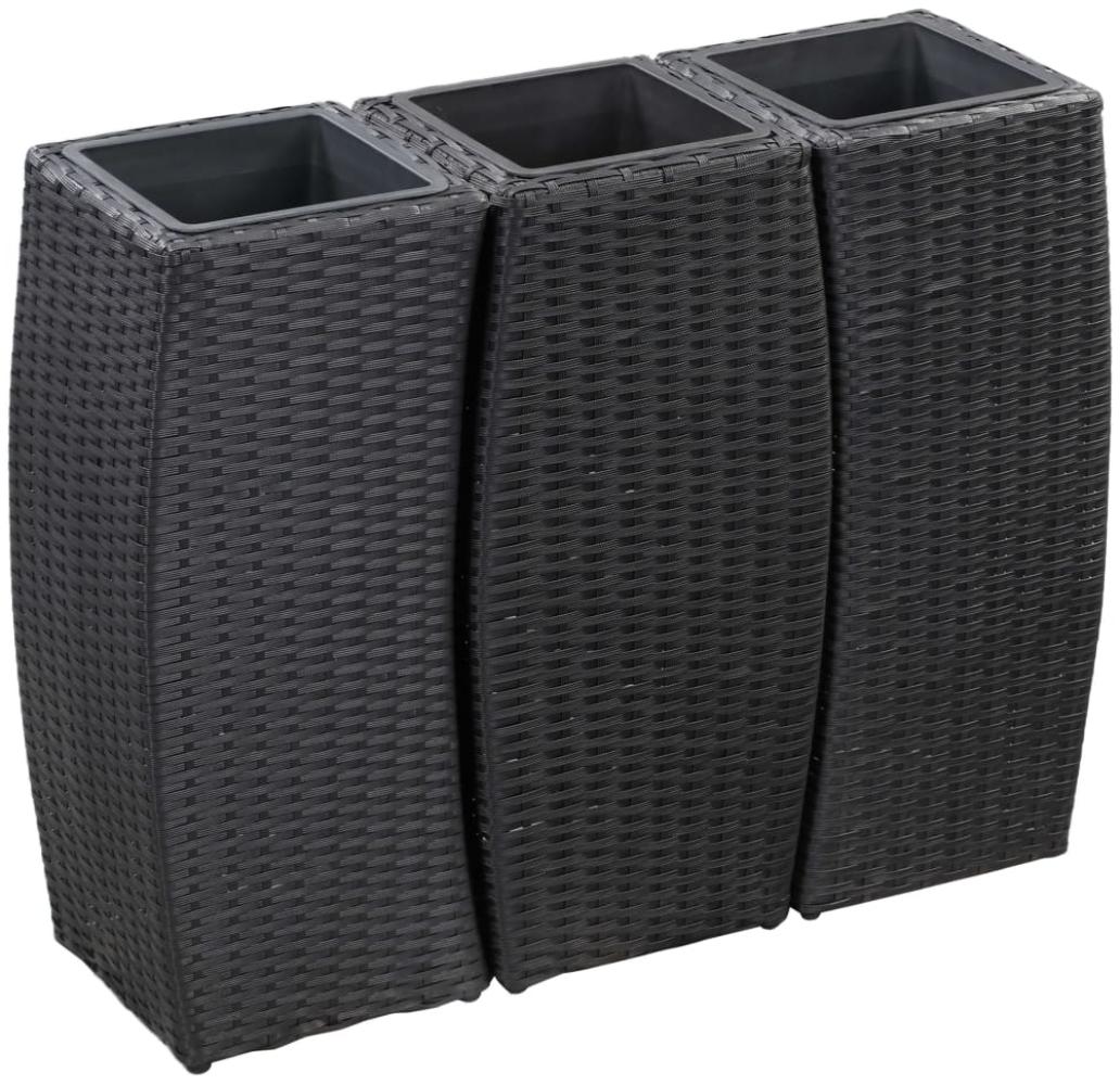 vidaXL Garten-Hochbeete 3-tlg. Poly Rattan Schwarz 46939 Bild 1