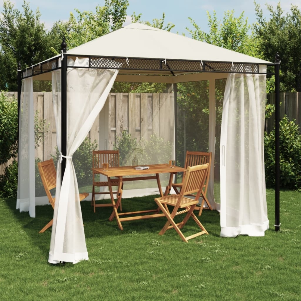 vidaXL Pavillon mit Netzwänden Creme 2,93x2,93 m Stahl 368434 Bild 1