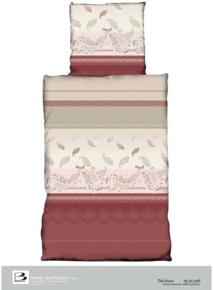 Bertels Fleece Bettwäsche Pati Streifen Braun 135x200 cm + 80x80 cm Beige Bild 1