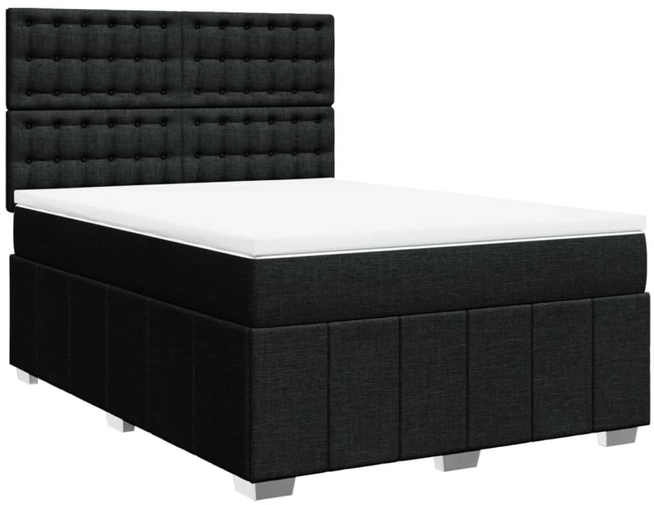 vidaXL Boxspringbett mit Matratze Schwarz 140x190 cm Stoff 3291679 Bild 1