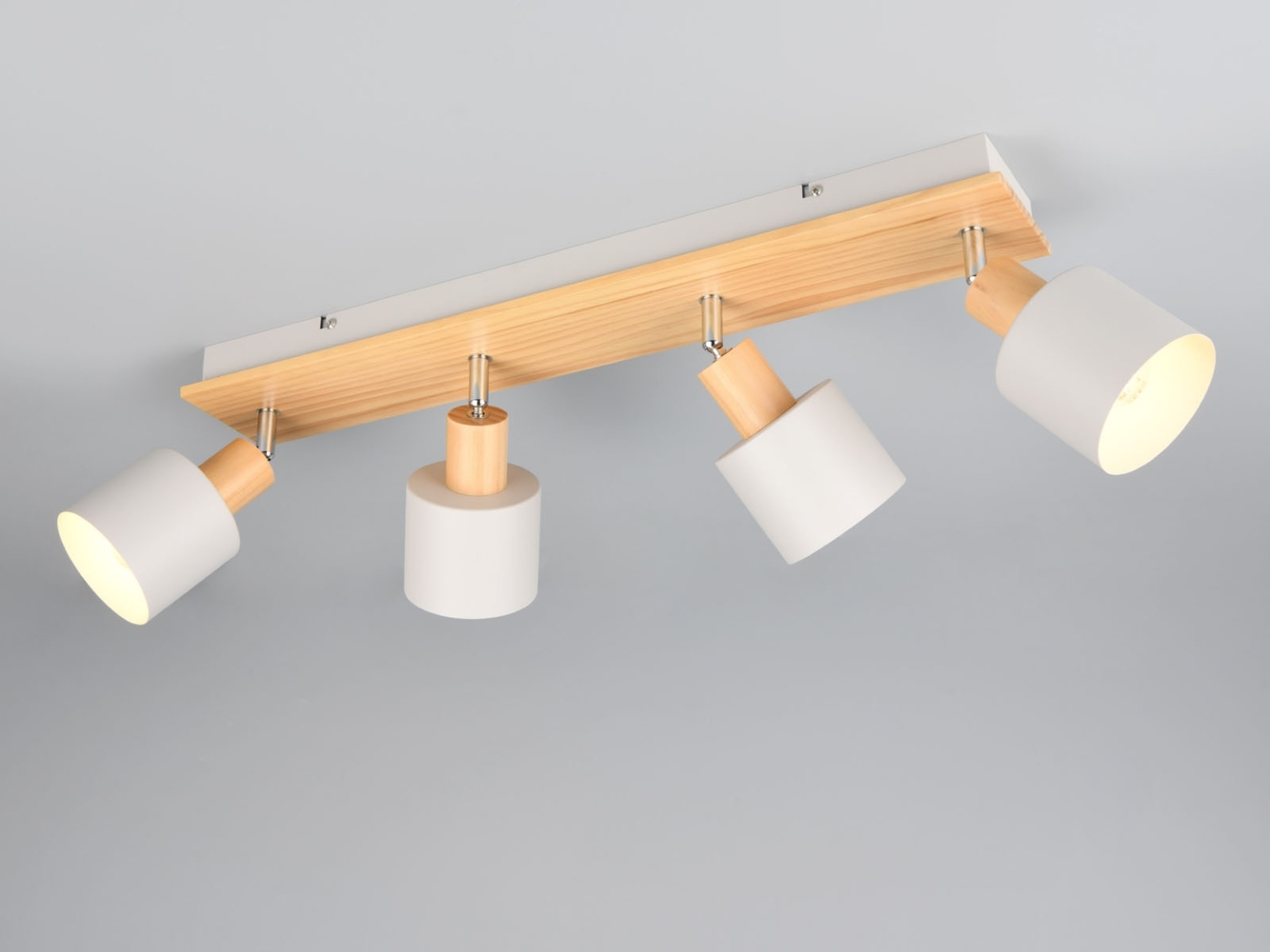 Deckenstrahler SHANTI Hellgrau mit Holz 4-flammig, Breite 60cm Bild 1