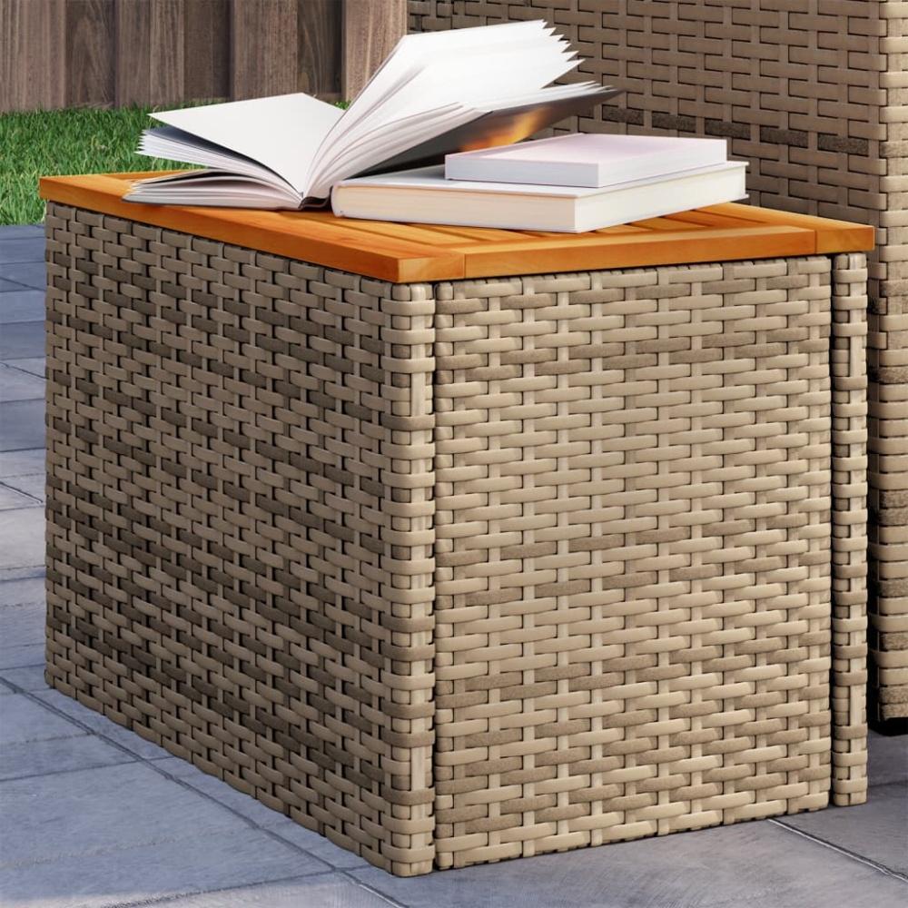 vidaXL Garten-Beistelltische 2 Stk. Beige 55x34x37 cm Poly Rattan Holz 366069 Bild 1