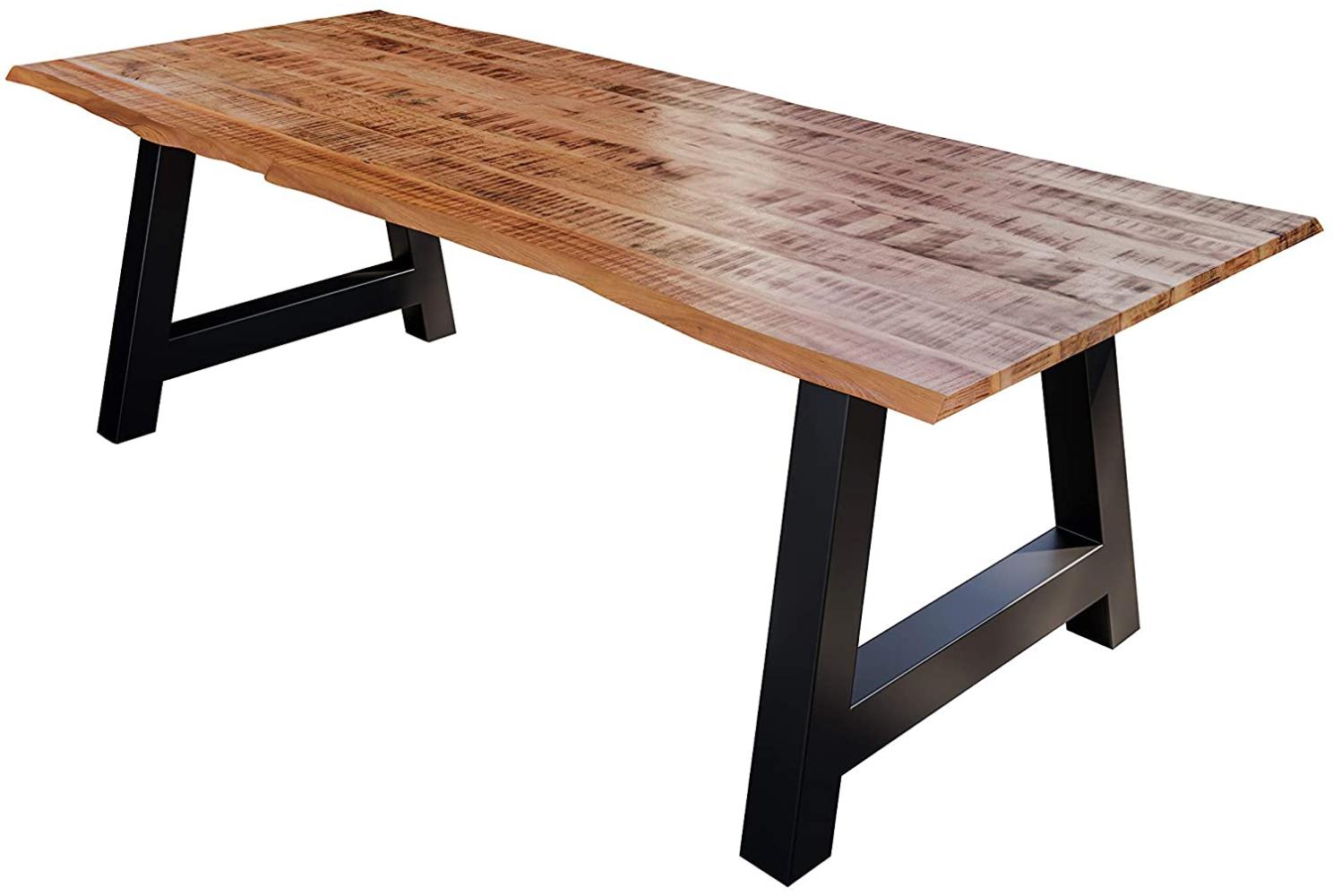 Mangobaum Massivholztisch A-Gestell schwarz 220x100 cm DORA 525695 Bild 1