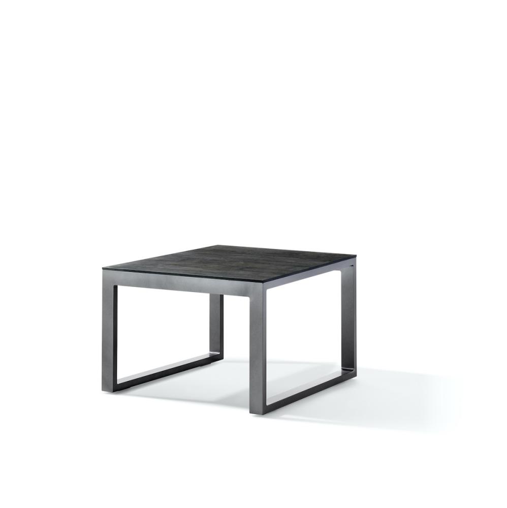 Sieger 630/G Loungetisch mit lackierter Glasplatte, Aluminium Eisengrau 60 x 44 x 60 cm Bild 1