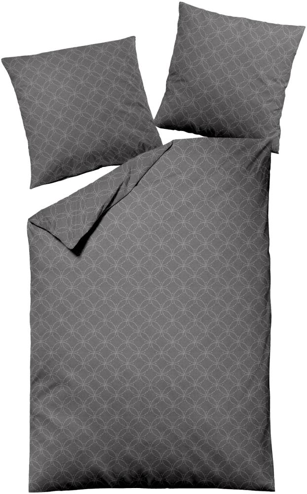 Dormisette Fein Flanell Bettwäsche 155x220 grau Kreise uni Melange 1032-95 Bild 1