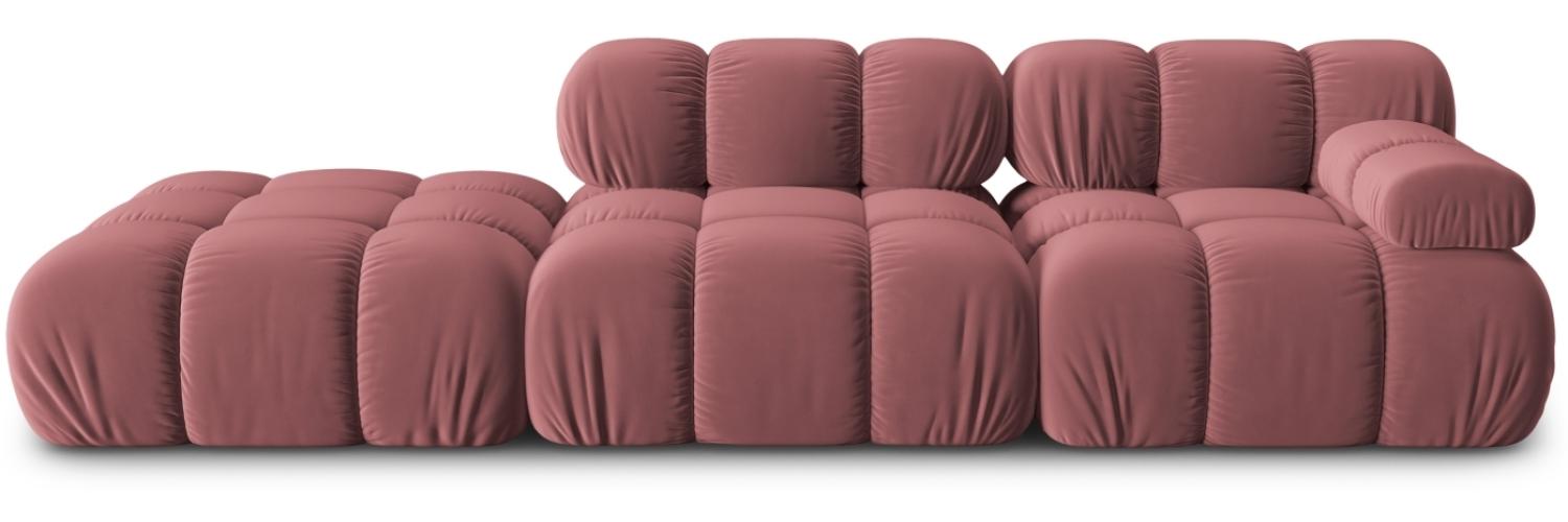 Micadoni Modulares Sofa Bellis 4-Sitzer Links Samtstoff Rosa Bild 1