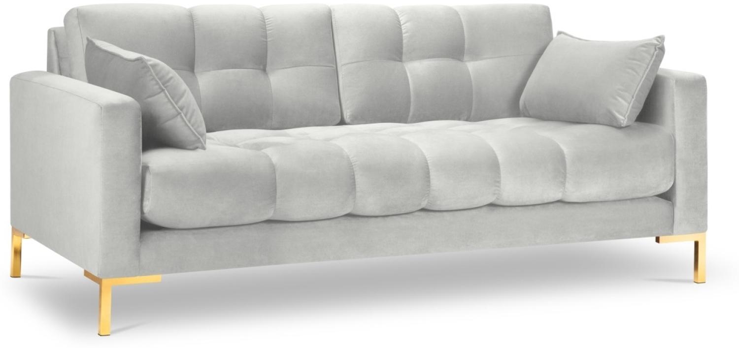 Micadoni 3-Sitzer Samtstoff Sofa Mamaia | Bezug Silver | Beinfarbe Gold Metal Bild 1