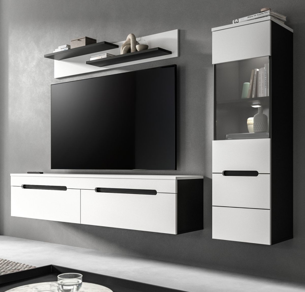 Wohnwand Cooper in weiß und grau 221 cm Bild 1