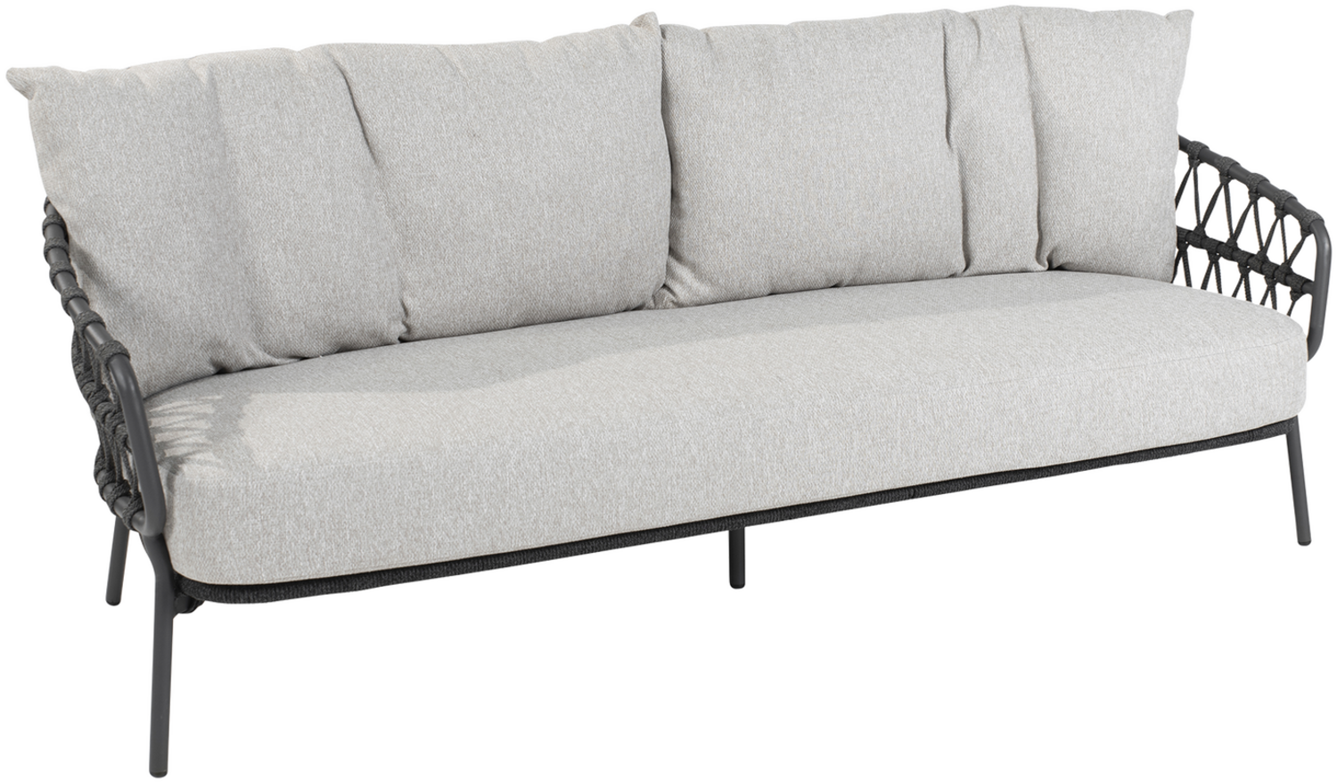 CALPI Living Sofa, Flat-Rope in Anthrazit, Edelstahlgestell, inkl. 3 Kissen in Hellgrau aus Olefin Bild 1