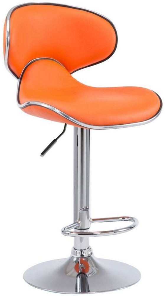 TPFLiving Barhocker Las-Palmas (mit hoher Rückenlehne - höhenverstellbar - Hocker für Theke & Küche), 360° drehbar - Gestell: Metall chrom - Sitzfläche: Kunstleder Orange Bild 1
