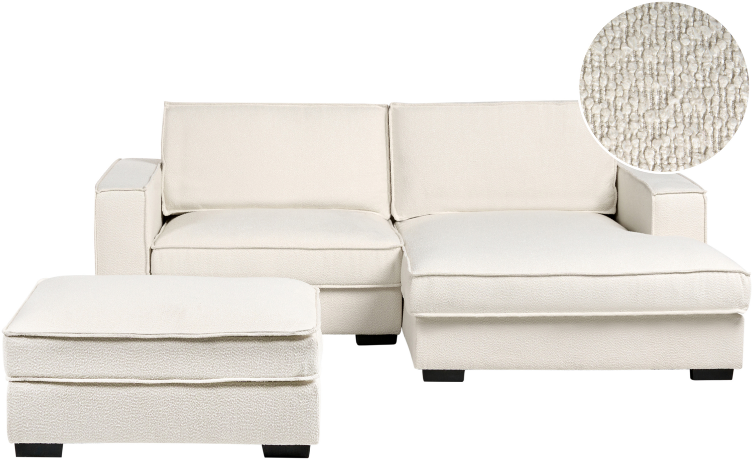 Ecksofa KOLDING Bouclé Hellbeige mit Ottomane linksseitig Bild 1