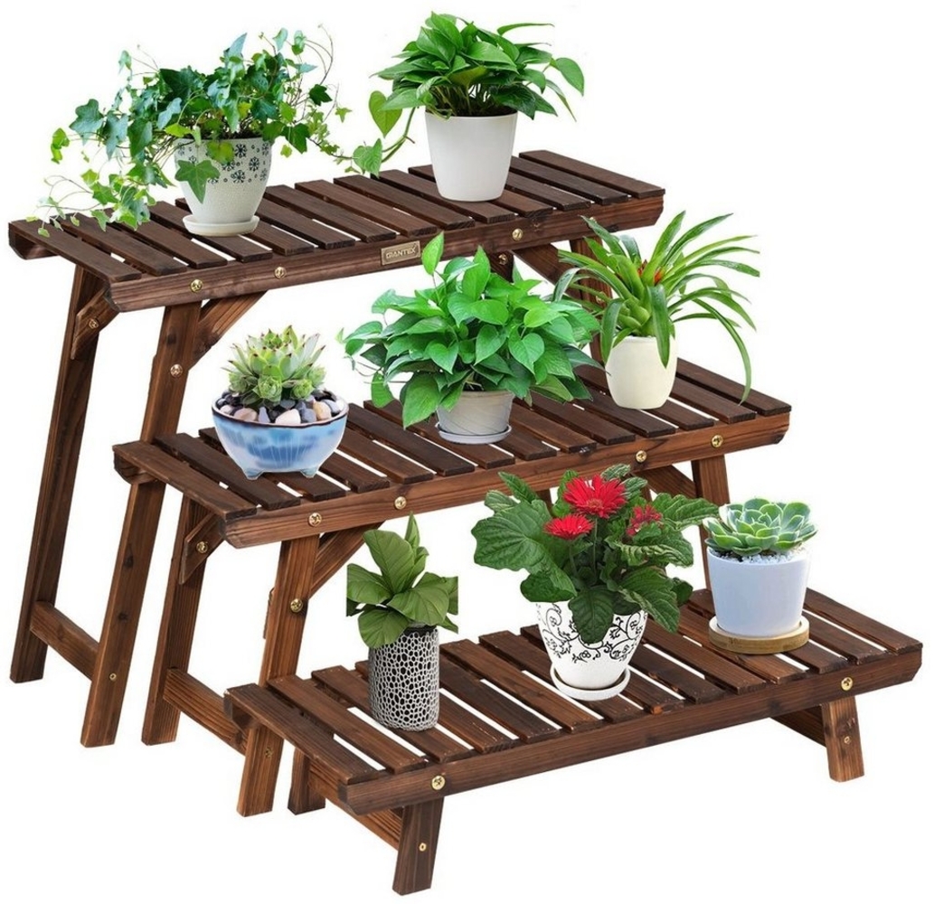 COSTWAY Pflanzentreppe (3 St), Blumenständer freistehend, 70 x 27 x 53 cm Bild 1