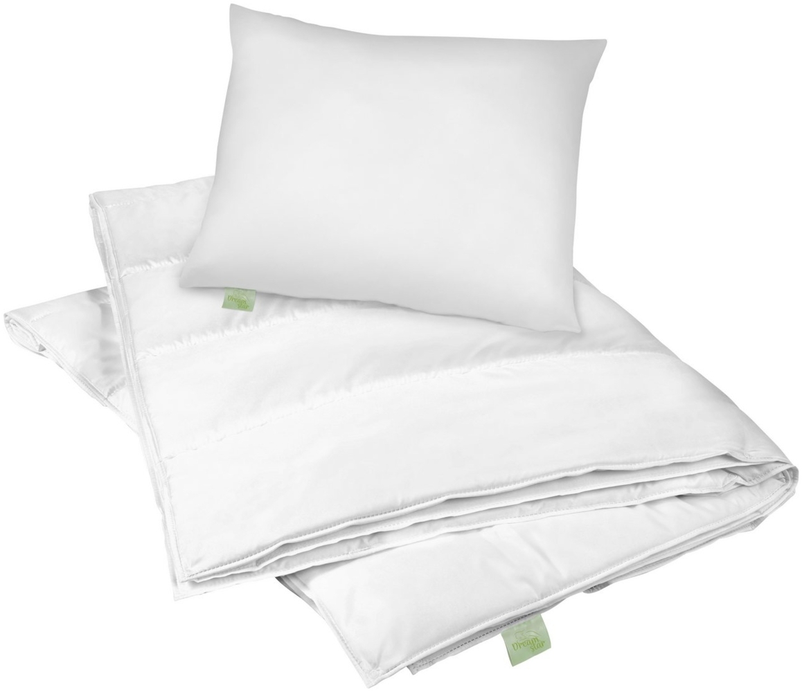 Dreamstar Microfaserbettdecke + Kopfkissen Eco, Bettdecke 135x200 oder 155x220 cm mit Kissen 40x80 oder 80x80 cm, Füllung: Faserfüllung, Bezug: Microfaser, Bettwaren-Set, 4 Jahreszeiten-Bettdecke & Kissen, weich & atmungsaktiv Bild 1