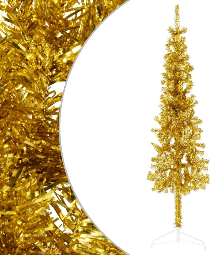 vidaXL Künstlicher Halb-Weihnachtsbaum mit Ständer Schlank Gold 120 cm 344589 Bild 1