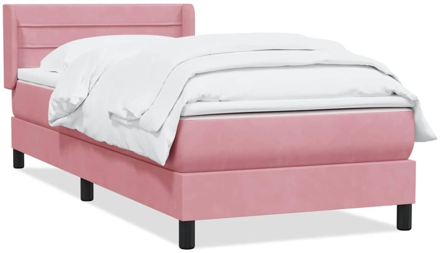 vidaXL Boxspringbett mit Matratze Rosa 90x220 cm Samt 3318230 Bild 1