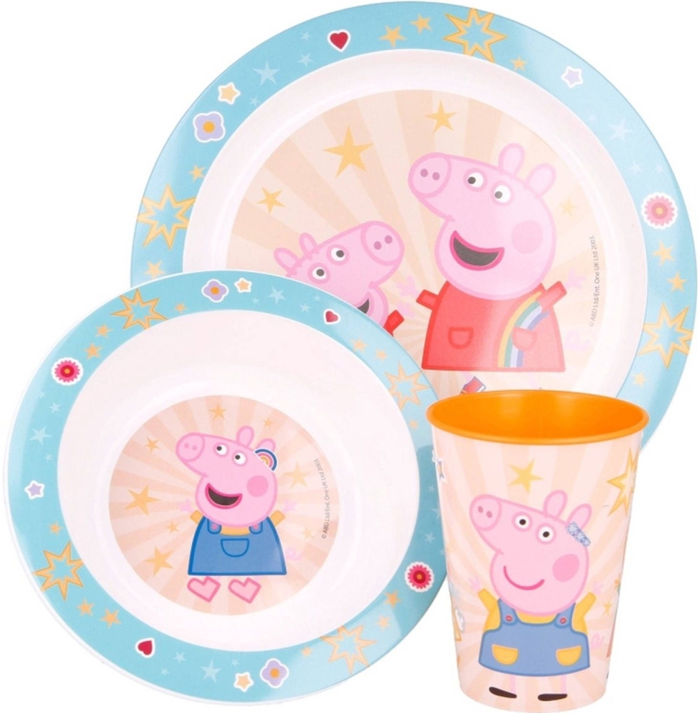 Peppa Pig Frühstücksset 2 Teller und 1 Cup für Kinder mit Peppa Pig-Design Bild 1