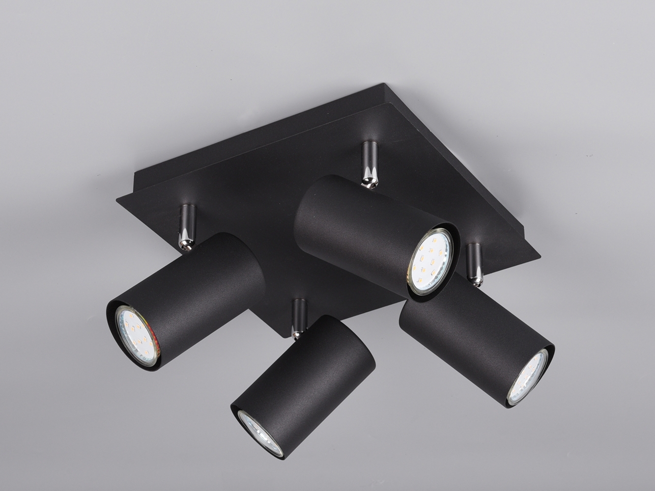 LED Deckenstrahler Schwarz 4-flammig, Quadrat 24cm Bild 1
