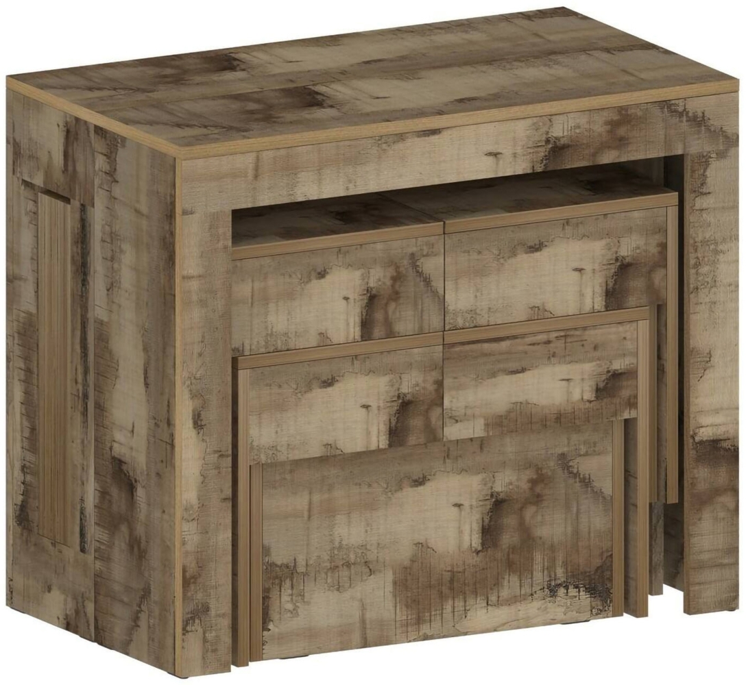 Dmora Tisch- und Stuhlset Auditore, Mehrzweckkomposition, Set mit Konsole und 2 ausziehbaren Bänken, 100 % Made in Italy, 66 x 25 x 45 cm, Ahorn Bild 1