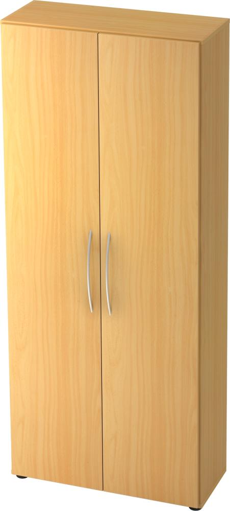 bümö Mehrzweckschrank 80cm breit, Aktenschrank o. Schuhschrank hoch, Schrank mit Regal, Küchenschrank in Buche aus Holz, Vorratsschrank & Haushaltsschrank mit Metallgriffen, 4100-6-6 Bild 1