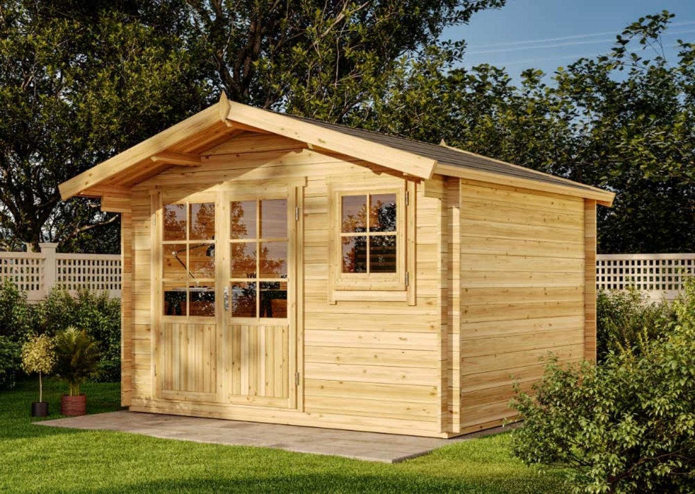 Alpholz Garten- und Gerätehaus Roger-34 Imprägniert Gartenhaus aus Holz in Braun Holzhaus mit 34 mm Wandstärke Blockbohlenhaus mit Montagematerial Bild 1