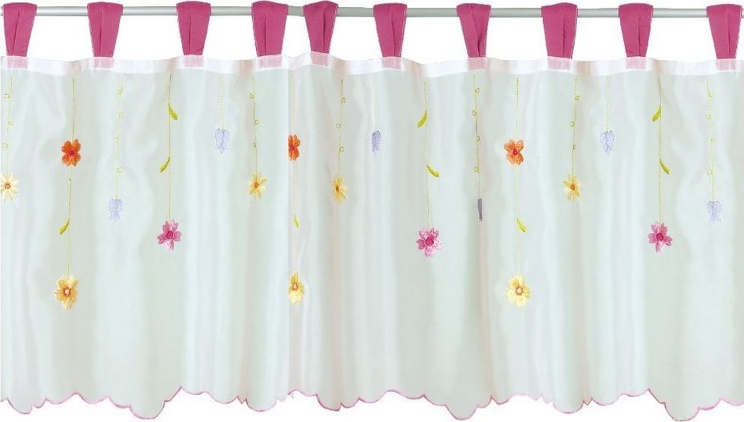 Bistrogardine mit Schlaufen ca. 150x45 cm Auswahl: pink - Blumen Bild 1