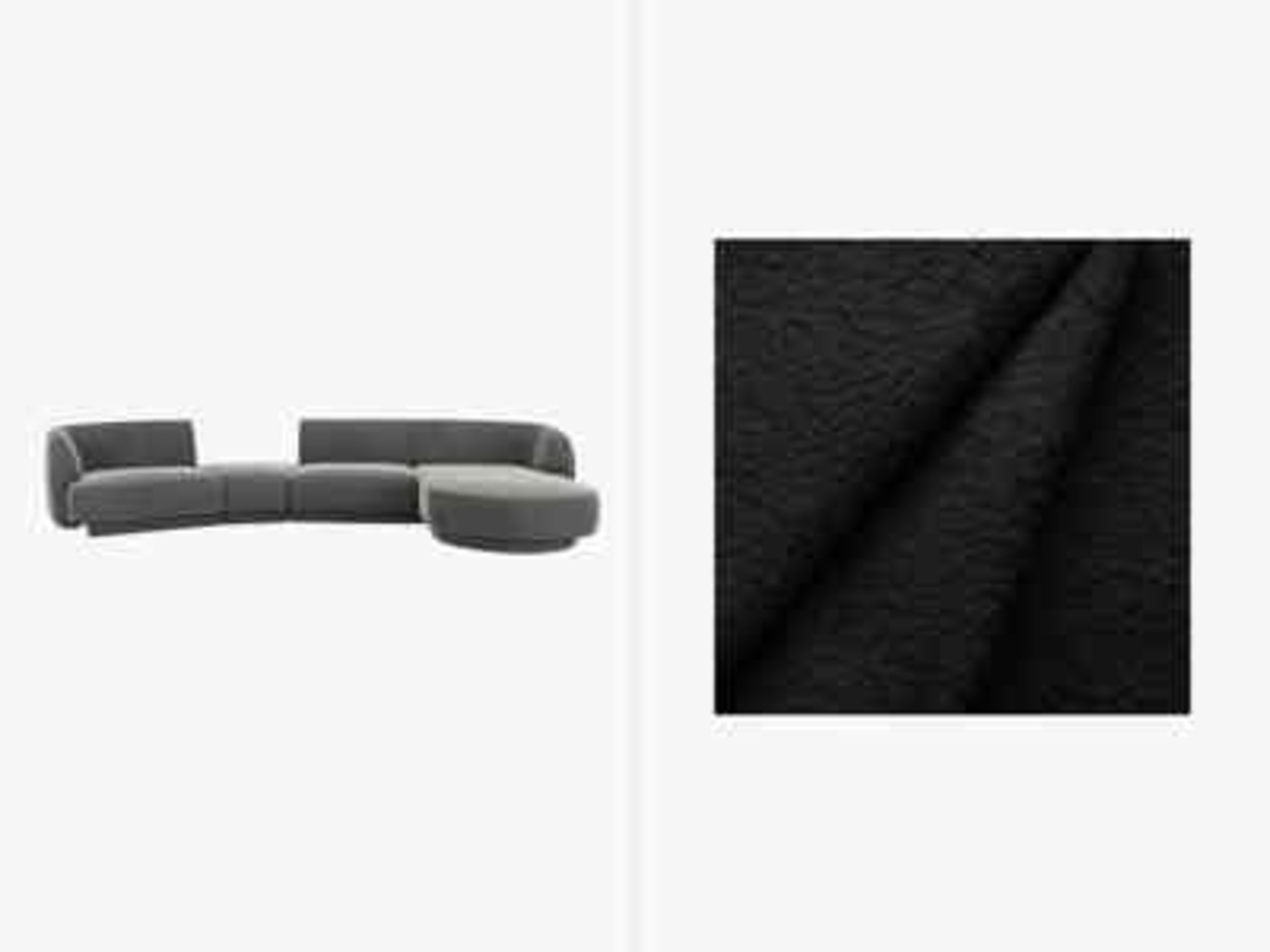 Micadoni Modulares Sofa Miley mit Recamiere 4-Sitzer Rechts Boucle Baloo Schwarz Bild 1