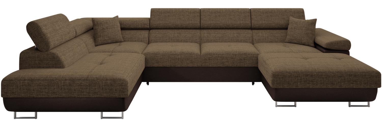 Ecksofa Torezio Bis mit Bettkasten, Schlaffunktion und Einstellbare Kopfstützen (Farbe: Soft 066 + Lux 03, Seite: Links) Bild 1