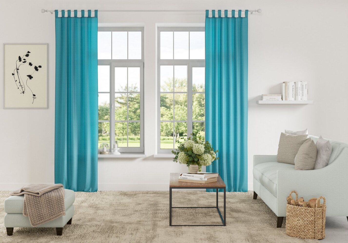 Home affaire Vorhang Parry, Schlaufen (2 St), blickdicht, Polyester, 2-er Set, blickdicht, monochrom, basic Bild 1