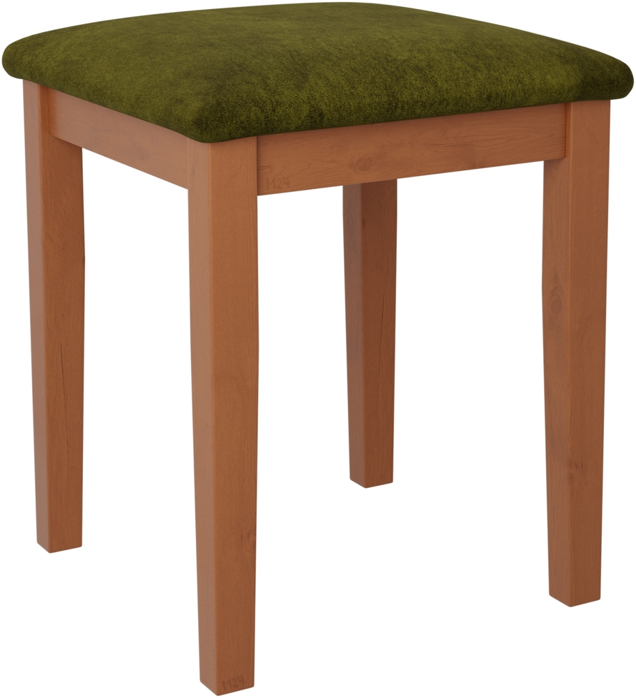 Hocker T3, Schemel bis 120 kg, aus Buchenholz, 36x36x47 cm (Stoff: Zetta 297, Holzfarbe: Erle) Bild 1