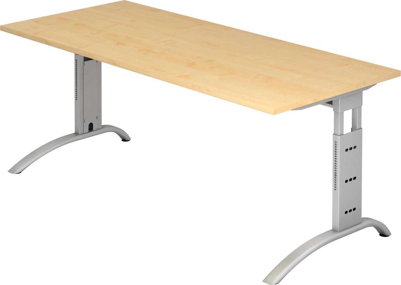 bümö manuell höhenverstellbarer Schreibtisch 180x80 cm in Ahorn - PC Tisch höhenverstellbar & groß, höhenverstellbarer Tisch Büro, großer Computertisch verstellbar, F-Serie, FS-19-3-S Bild 1