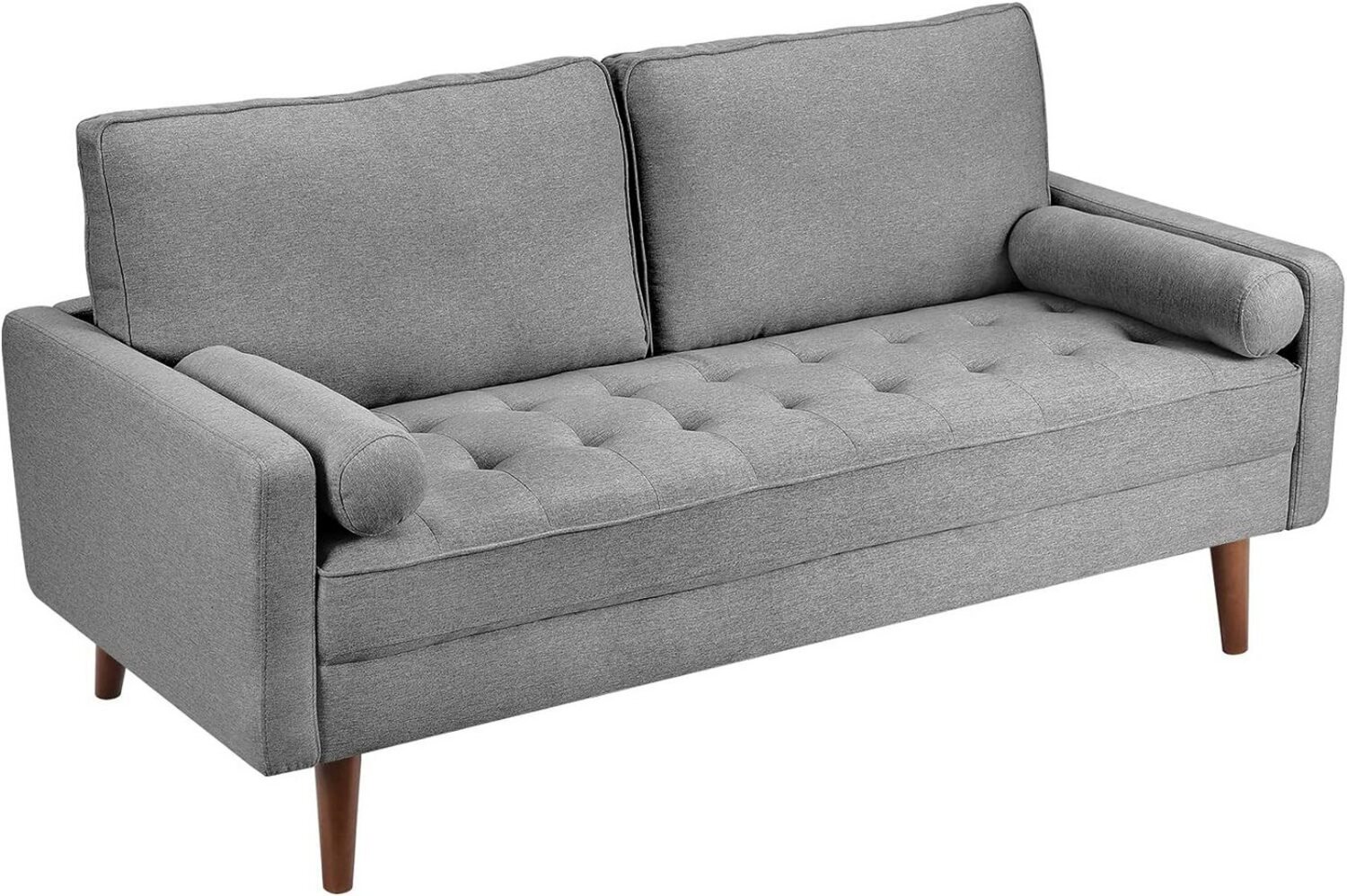 Vesgantti Sofa 2 Sitzer Sofa, Leinenstoff Couch 2 Wurfkissen m. Armlehne 177x77x84cm Bild 1