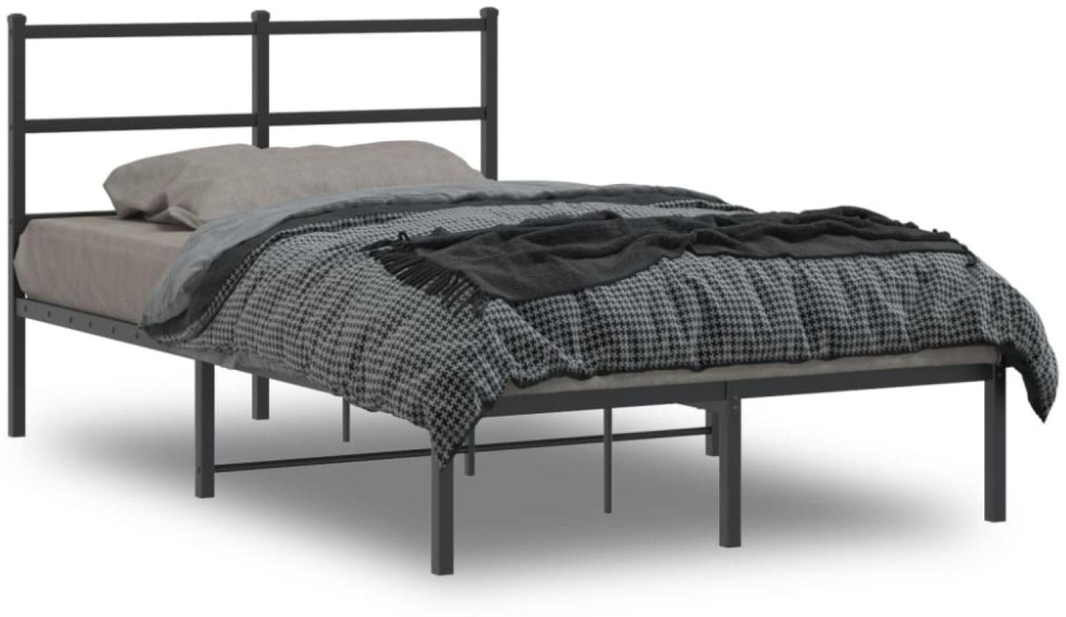 vidaXL Bettgestell mit Kopfteil Metall Schwarz 120x190 cm 355362 Bild 1