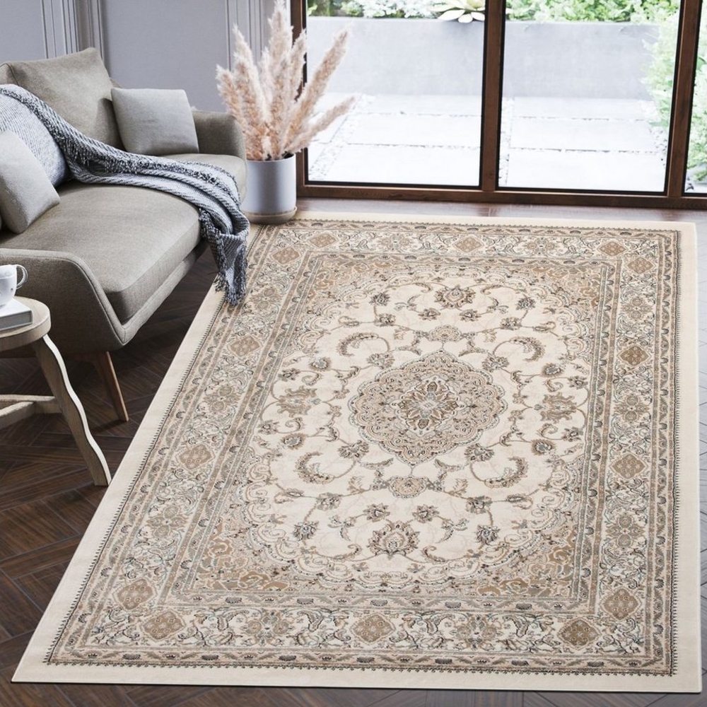 Mazovia Orientteppich Oriente Teppich - Traditioneller Teppich Orient Creme Ivory, 80 x 150 cm, Geeignet für Fußbodenheizung, Pflegeleicht, Wohnzimmerteppich Bild 1