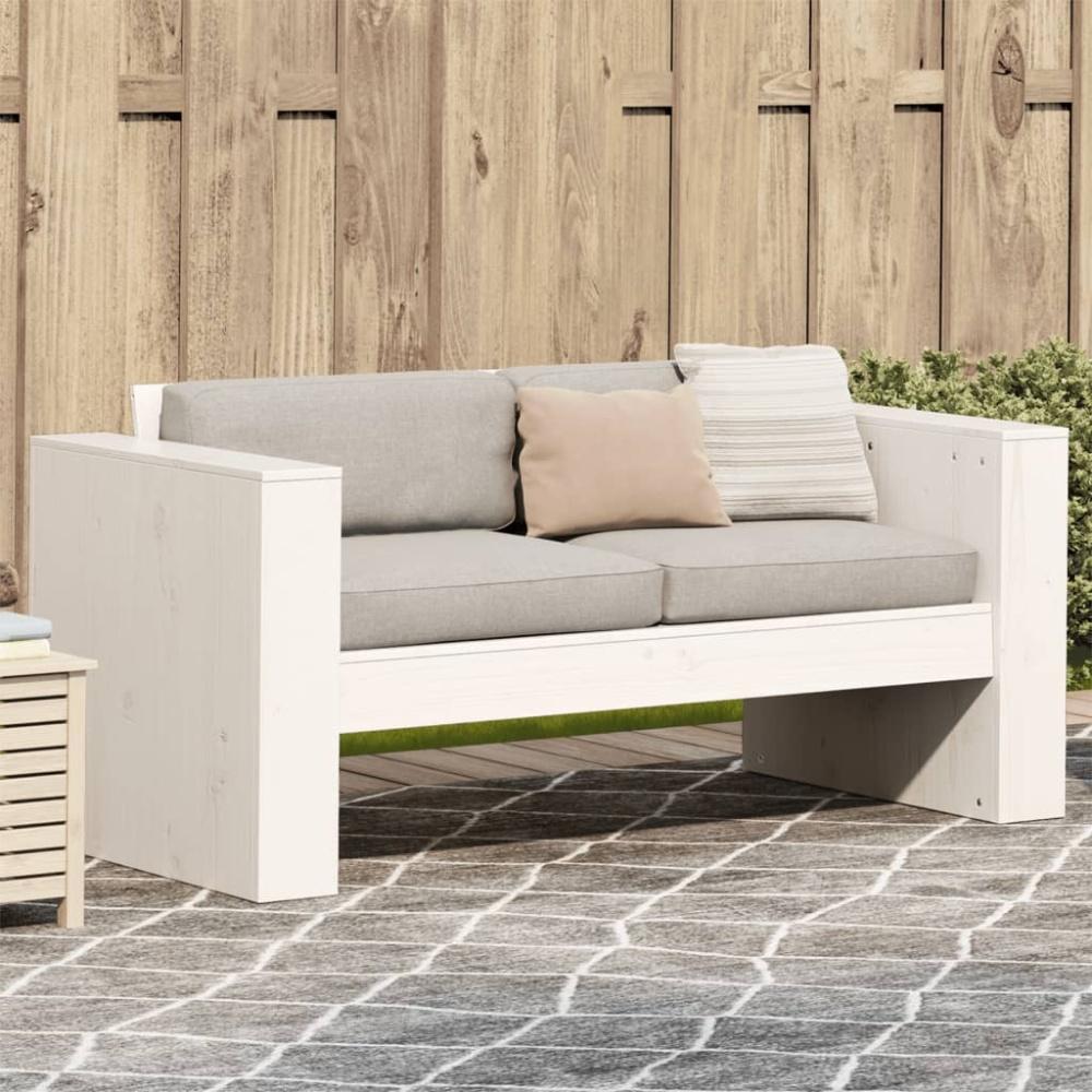 vidaXL Gartensofa 2-Sitzer Weiß 134x60x62 cm Massivholz Kiefer Bild 1