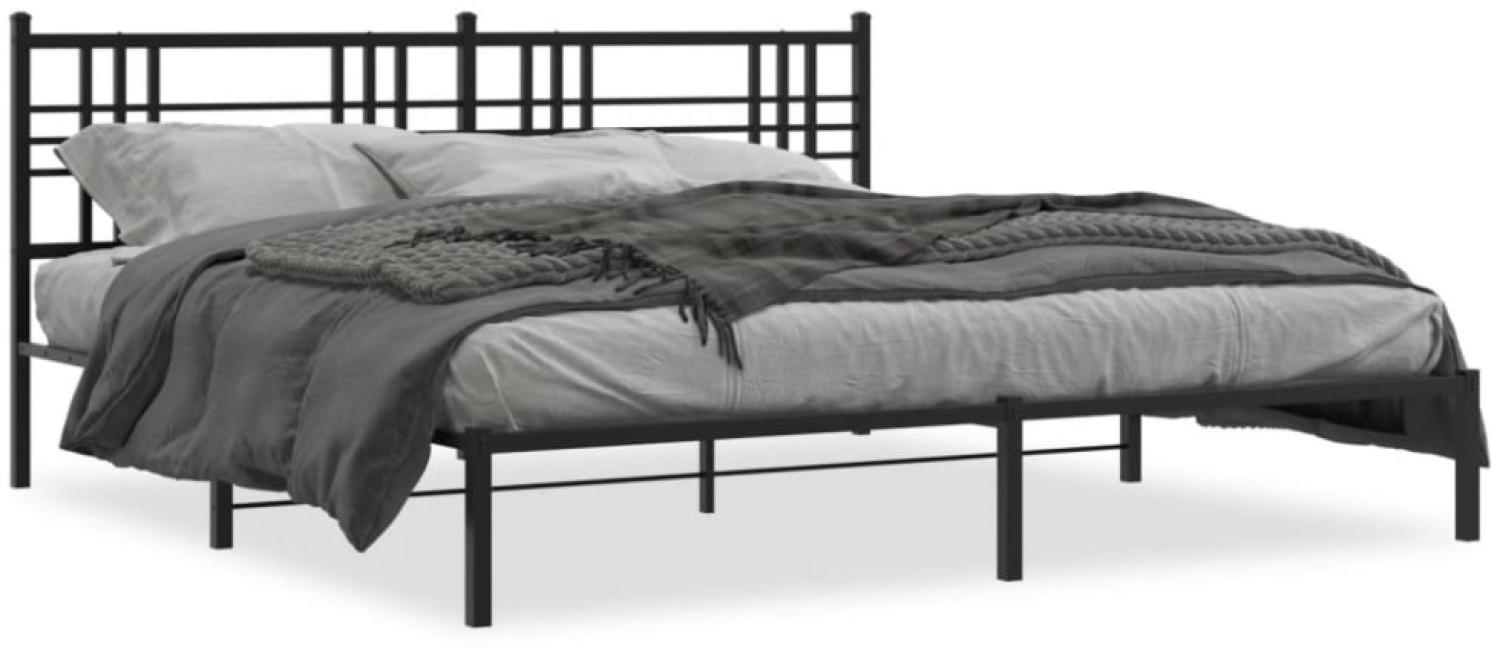 vidaXL Bettgestell mit Kopfteil Metall Schwarz 183x213 cm 376329 Bild 1