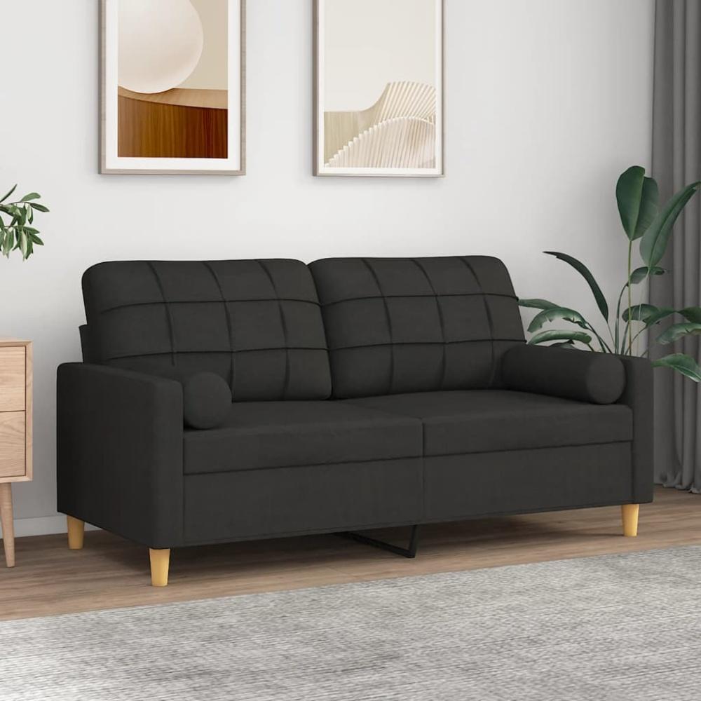 vidaXL 2-Sitzer-Sofa mit Zierkissen Schwarz 140 cm Stoff 3200786 Bild 1