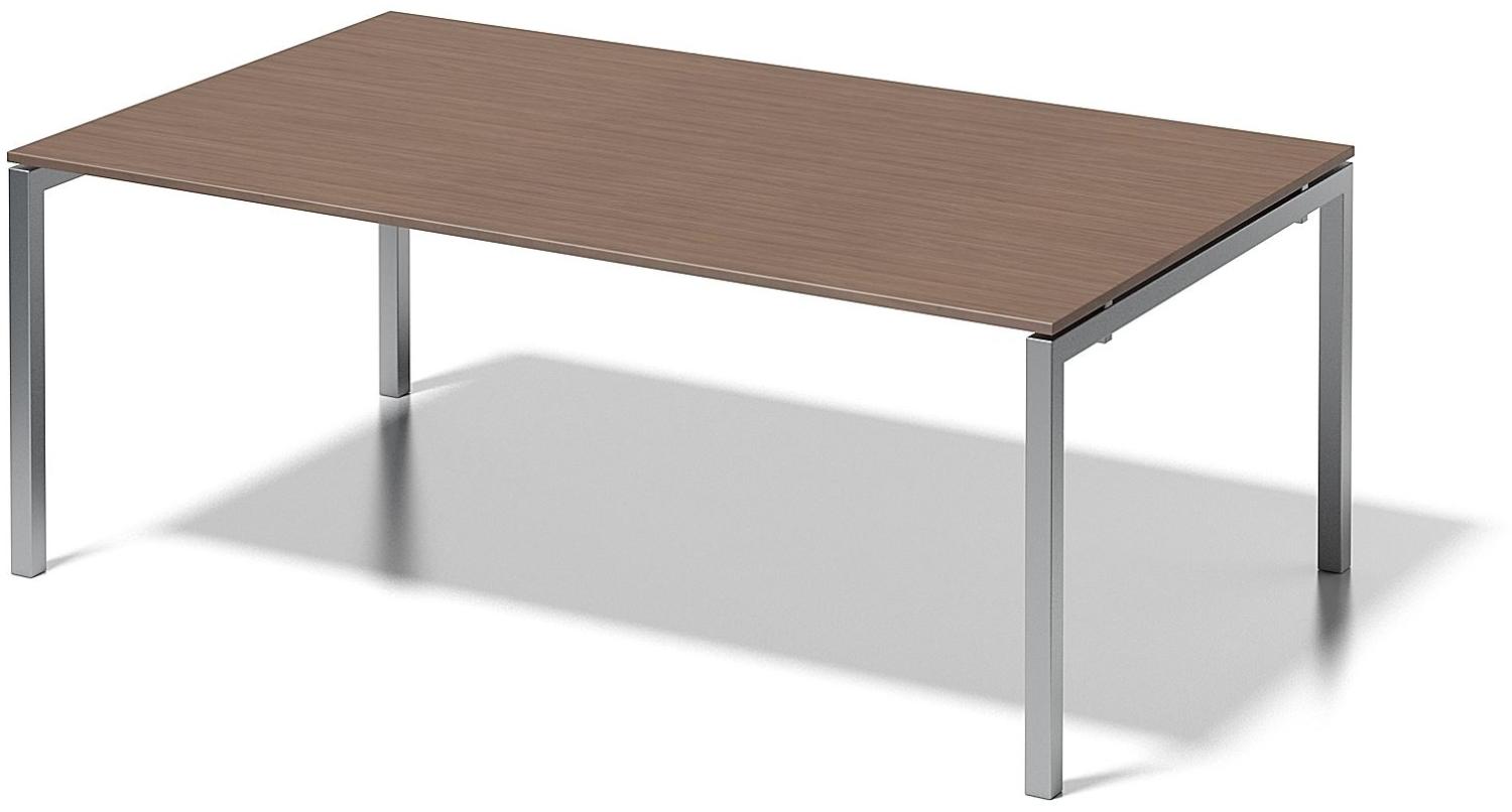 Cito Chefarbeitsplatz/Konferenztisch, 740 mm höhenfixes U-Gestell, H 19 x B 2400 x T 1200 mm, Dekor nußbaum, Gestell silber Bild 1