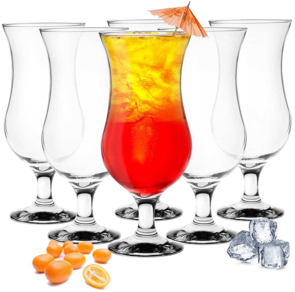 6 Stück Cocktailgläser 480ml 9 Varianten Hurricane Longdrinkgläser Bargläser Bild 1