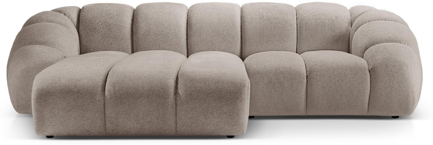 Micadoni Ecksofa Diana 3-Sitzer Links Strukturierter Samtstoff Dunkelbeige Bild 1