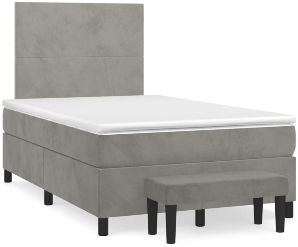 vidaXL Boxspringbett mit Matratze Hellgrau 120x190 cm Samt 3270457 Bild 1