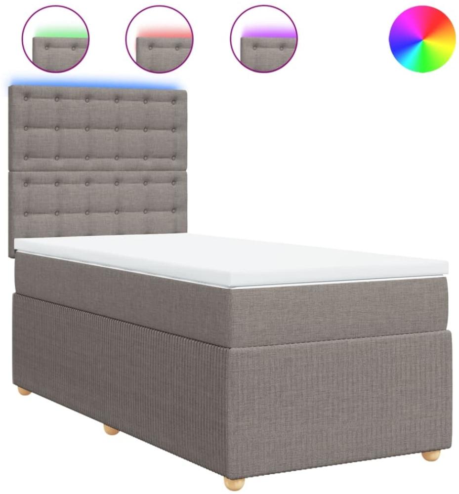 vidaXL Boxspringbett mit Matratze Taupe 100x200 cm Stoff 3294285 Bild 1