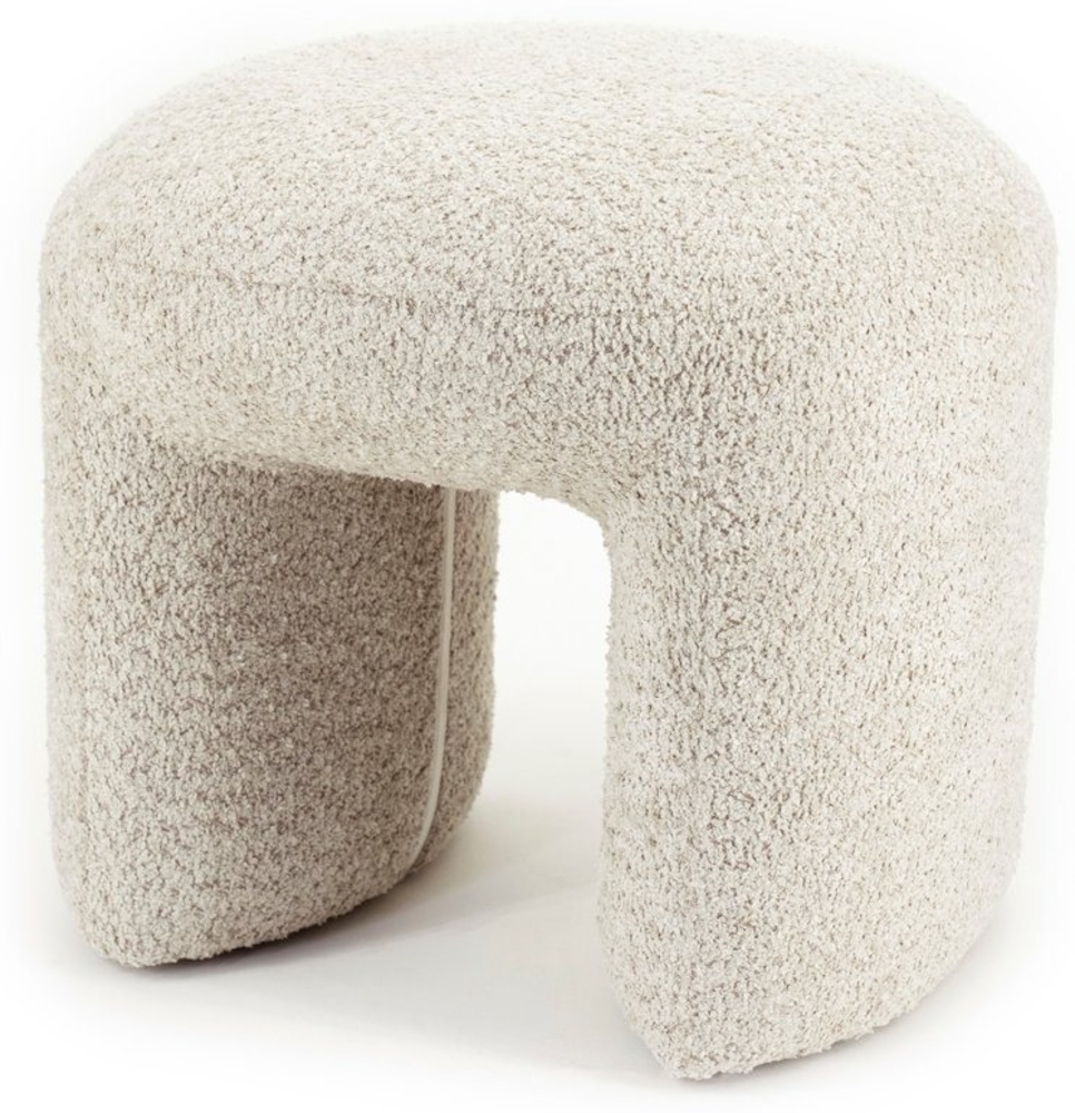 LEVEN Lifestyle Sitzhocker Hocker NAWASAHI Fußhocker Bouclé Stoff beige oder taupe Bild 1