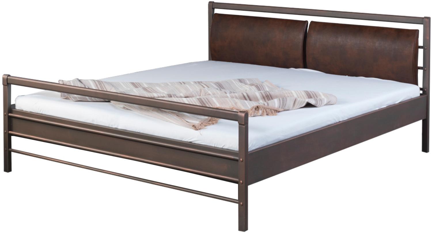 Bed Box Metall Bettrahmen Bettgestell Aurora 1032 mit Lederlookeinsatz im Kopfteil Größe 180x210 cm Bild 1