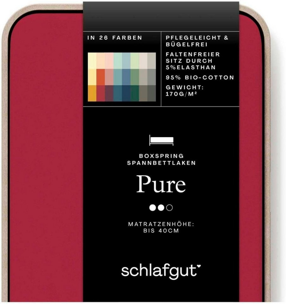Schlafgut Spannbettlaken PURE BOXSPRING in Gr. 90x200, 140x200 oder 180x200, für Boxspringbett, Jersey-Elasthan, Gummizug: rundum, (1 Stück), aus Bio-Baumwolle, für Matratzen bis 40 cm Höhe, Bettlaken Bild 1