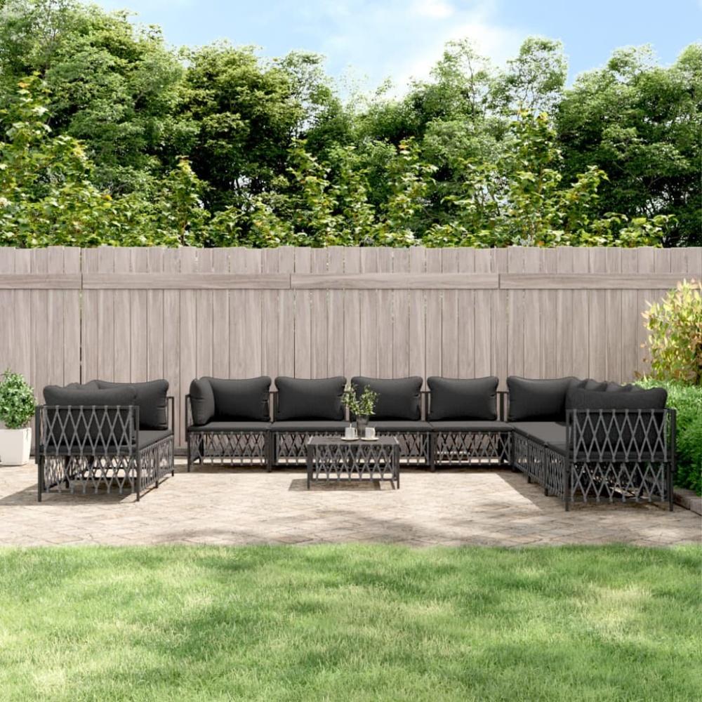 vidaXL 11-tlg. Garten-Lounge-Set mit Kissen Anthrazit Stahl 3186929 Bild 1