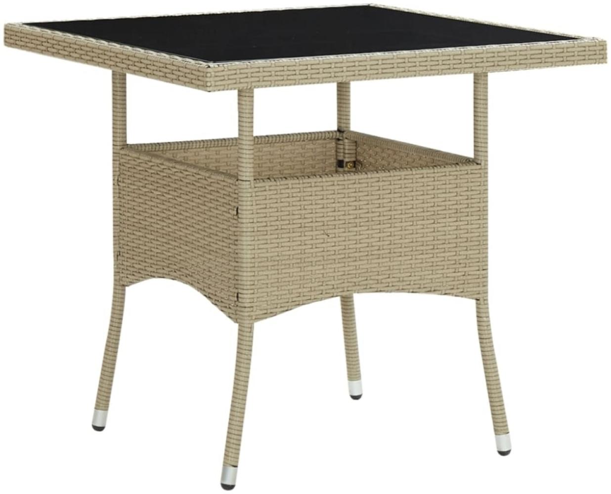 vidaXL Garten-Esstisch Beige Poly Rattan und Glas 310551 Bild 1