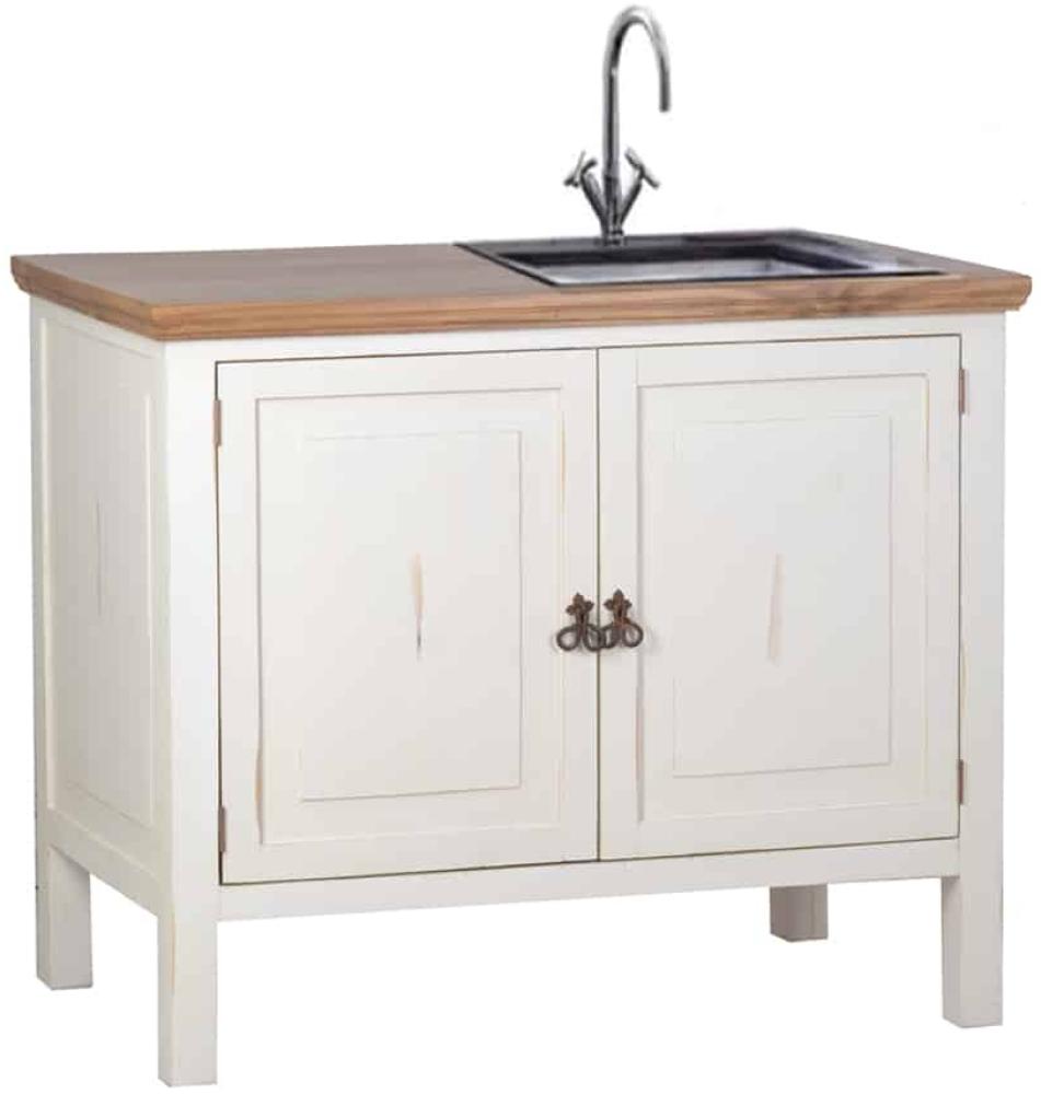 MiaMöbel Mexico Spülmodul "Old White" Massivholz Pinie Landhaus Mexiko Möbel Mexikanisch Bild 1