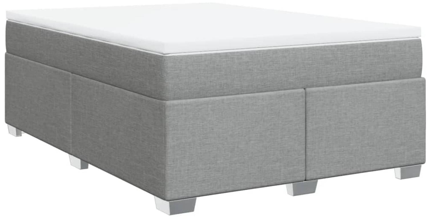 vidaXL Boxspringbett mit Matratze Hellgrau 160x200 cm Stoff 3285144 Bild 1