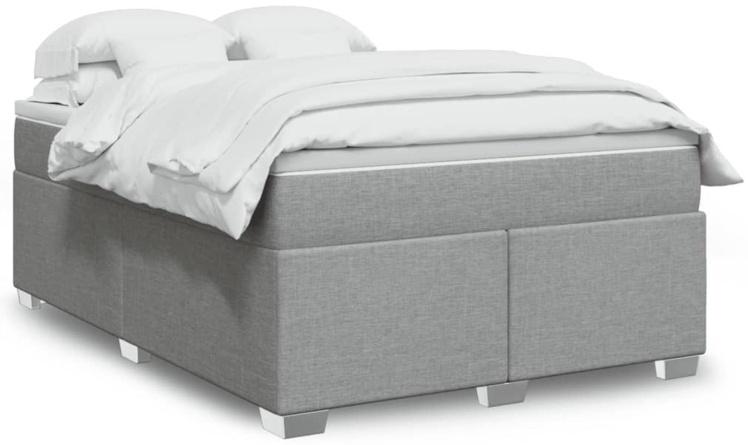 vidaXL Boxspringbett mit Matratze Hellgrau 160x200 cm Stoff 3285144 Bild 1